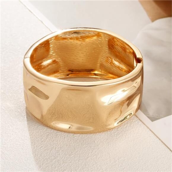 Golden Polished Chunky Twisted Hinged Waterdrop Bangle Bracelet for Women - Picture 4 of 5